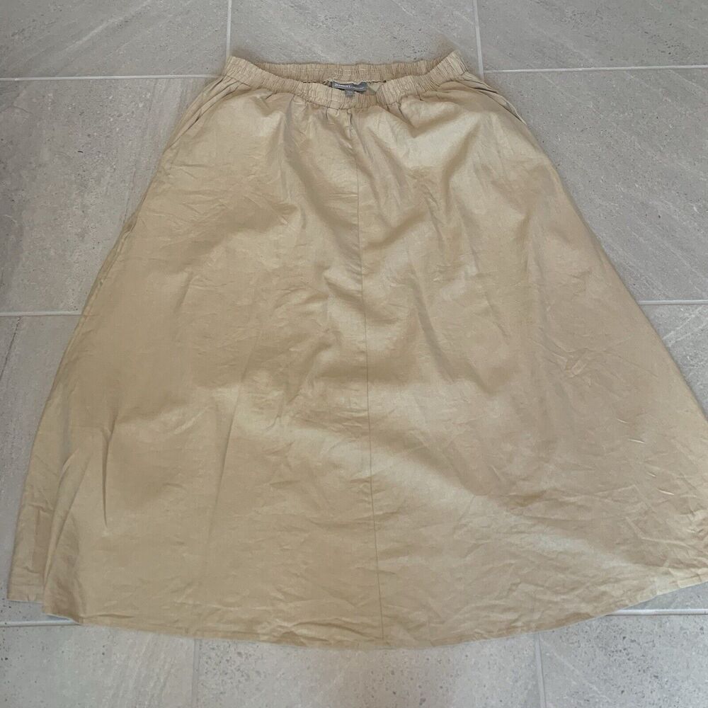 Jessica London Plus Size Maxi A Line Beige Linen Skirt  Size 20W